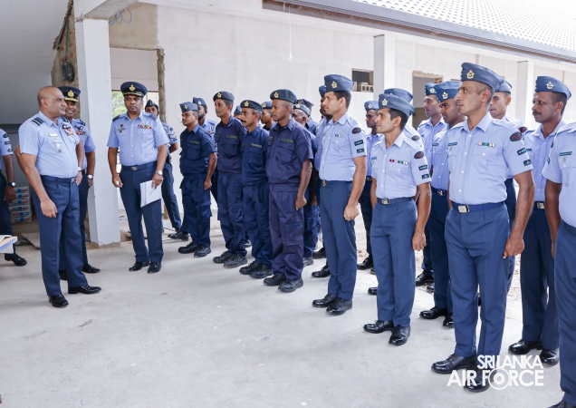 AIR FORCE COMMANDER REVIEWS PROGRESS OF DEVELOPMENT PROJECTS AT SLAF BASE KATUNAYAKE