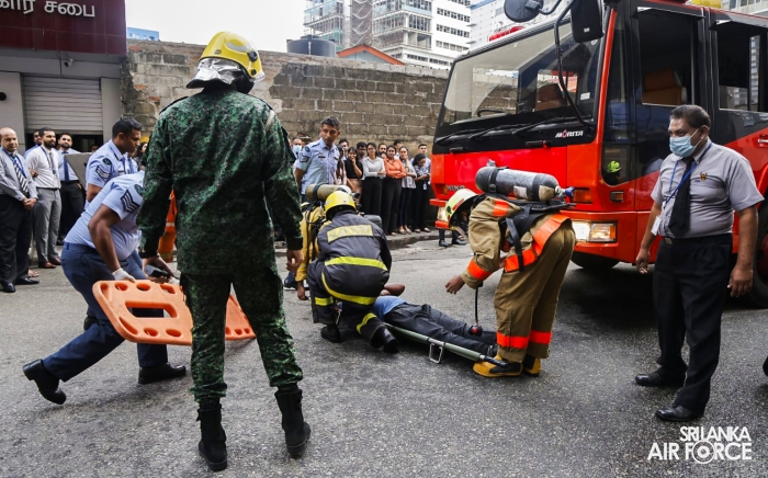 SLAF FIRE AND RESCUE UNIT CONDUCTS HIGH-RISE EMERGENCY DRILL IN COLOMBO
