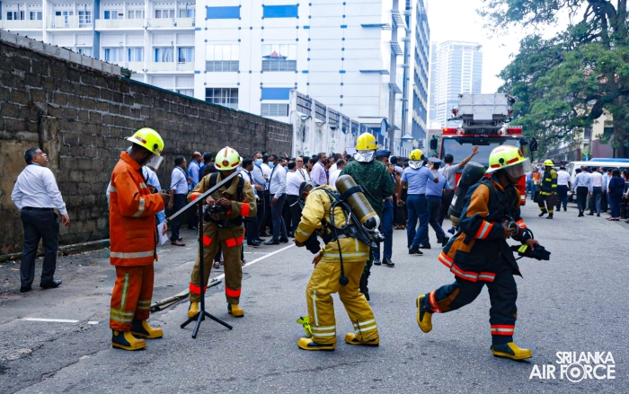SLAF FIRE AND RESCUE UNIT CONDUCTS HIGH-RISE EMERGENCY DRILL IN COLOMBO