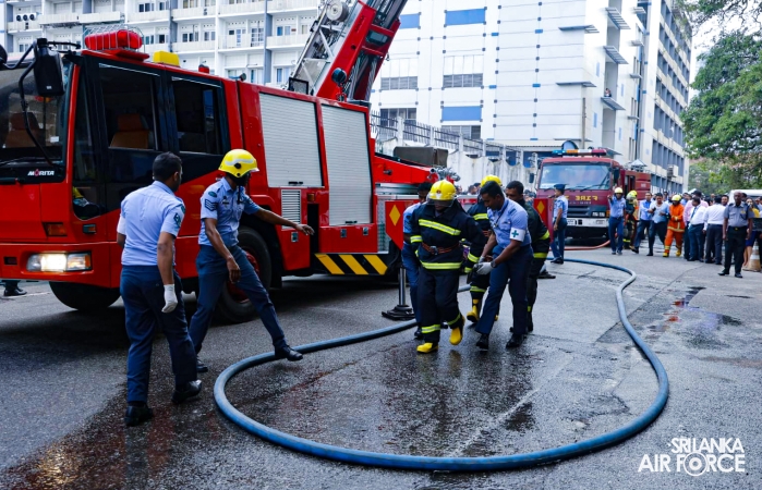 SLAF FIRE AND RESCUE UNIT CONDUCTS HIGH-RISE EMERGENCY DRILL IN COLOMBO