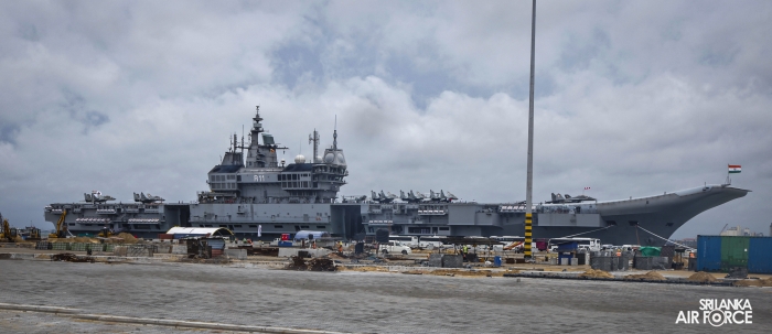 COMMANDER OF THE AIR FORCE VISITS INDIAN AIRCRAFT CARRIER INS VIKRANT