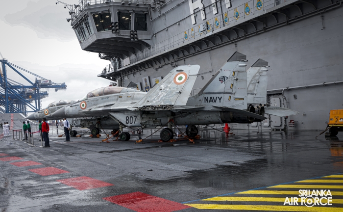 COMMANDER OF THE AIR FORCE VISITS INDIAN AIRCRAFT CARRIER INS VIKRANT
