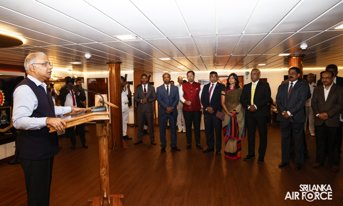 COMMANDER OF THE AIR FORCE VISITS INDIAN AIRCRAFT CARRIER INS VIKRANT