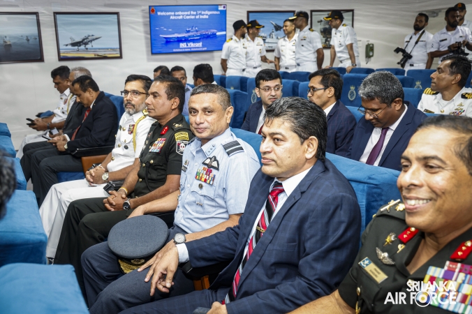 COMMANDER OF THE AIR FORCE VISITS INDIAN AIRCRAFT CARRIER INS VIKRANT