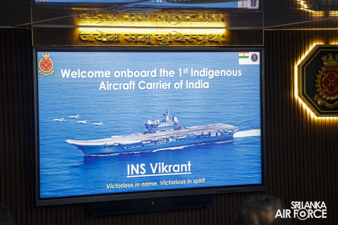 COMMANDER OF THE AIR FORCE VISITS INDIAN AIRCRAFT CARRIER INS VIKRANT