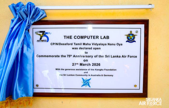 SLAF ESTABLISHES FULLY EQUIPPED IT LABORATORY AT CP/N/DESSFORD TAMIL MAHA VIDYALAYA, NANU OYA