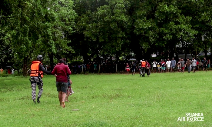 SLAF BELL 212 RESCUES THREE PERSONS STRANDED BY FLOODS IN MAHAWA (ELLA)