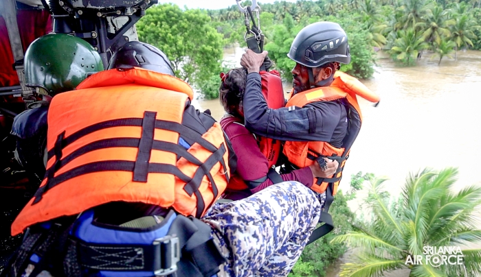 SLAF BELL 212 RESCUES THREE PERSONS STRANDED BY FLOODS IN MAHAWA (ELLA)