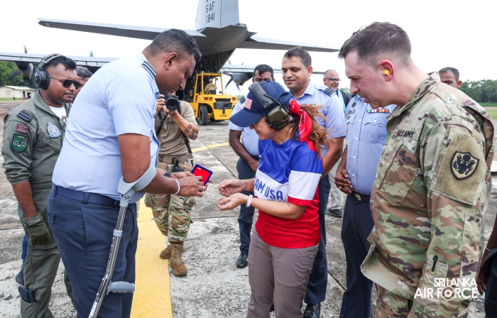 DISASTER RELIEF CONSIGNMENT ARRIVES AT SLAF BASE ANURADHAPURA WITH US AND UNOPS SUPPORT