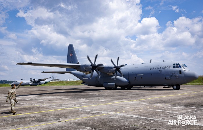 UNITED STATES AIR FORCE C-130 AIRCRAFT ARRIVE IN SRI LANKA TO SUPPORT CYCLONE DITWA RELIEF OPERATIONS
