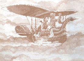 An artists impression of Ravana's wooden aircraft